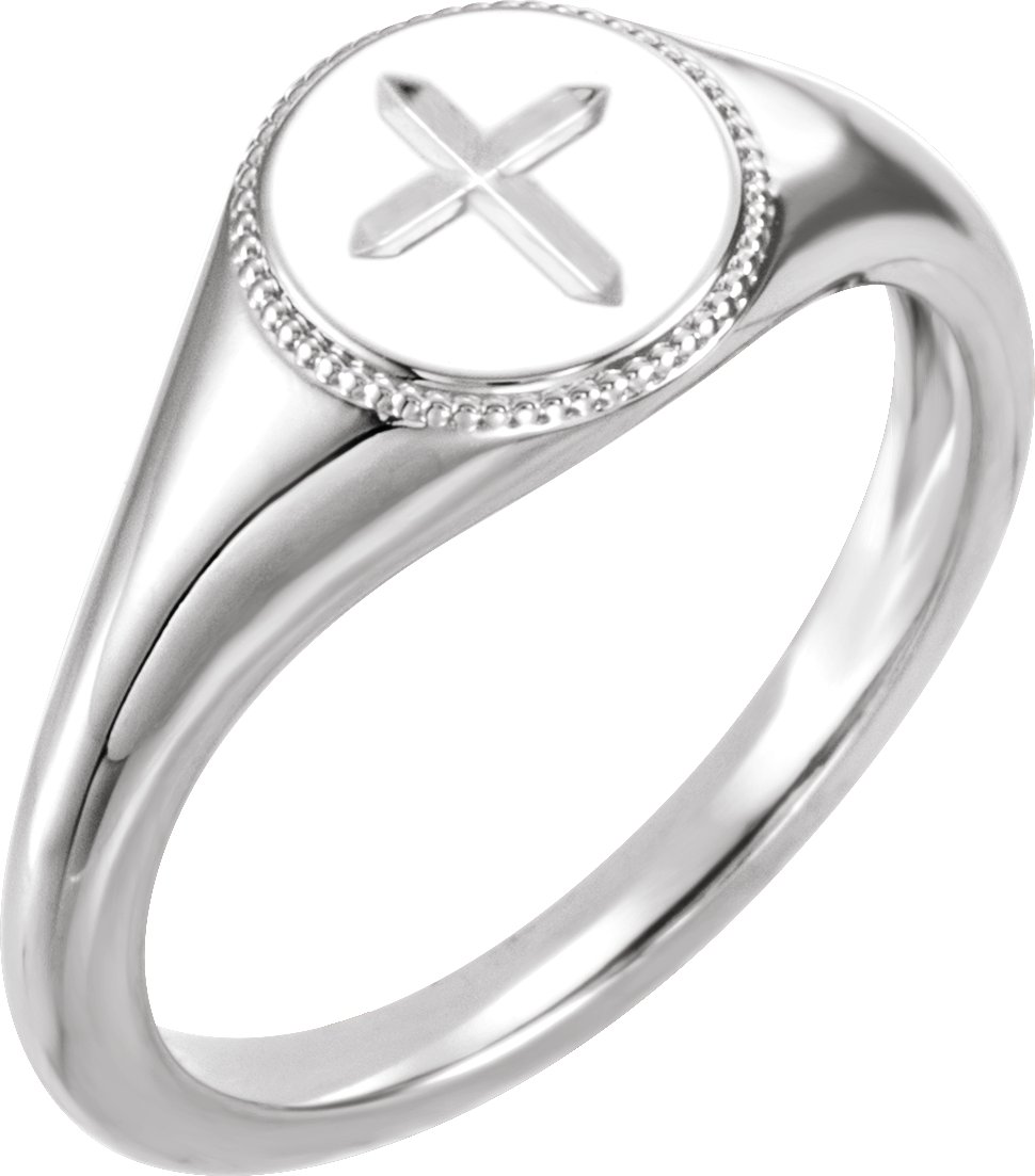 14K White Cross Ring 