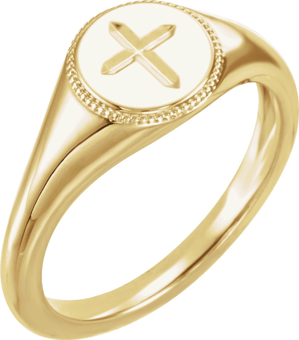 14K Yellow Cross Ring 