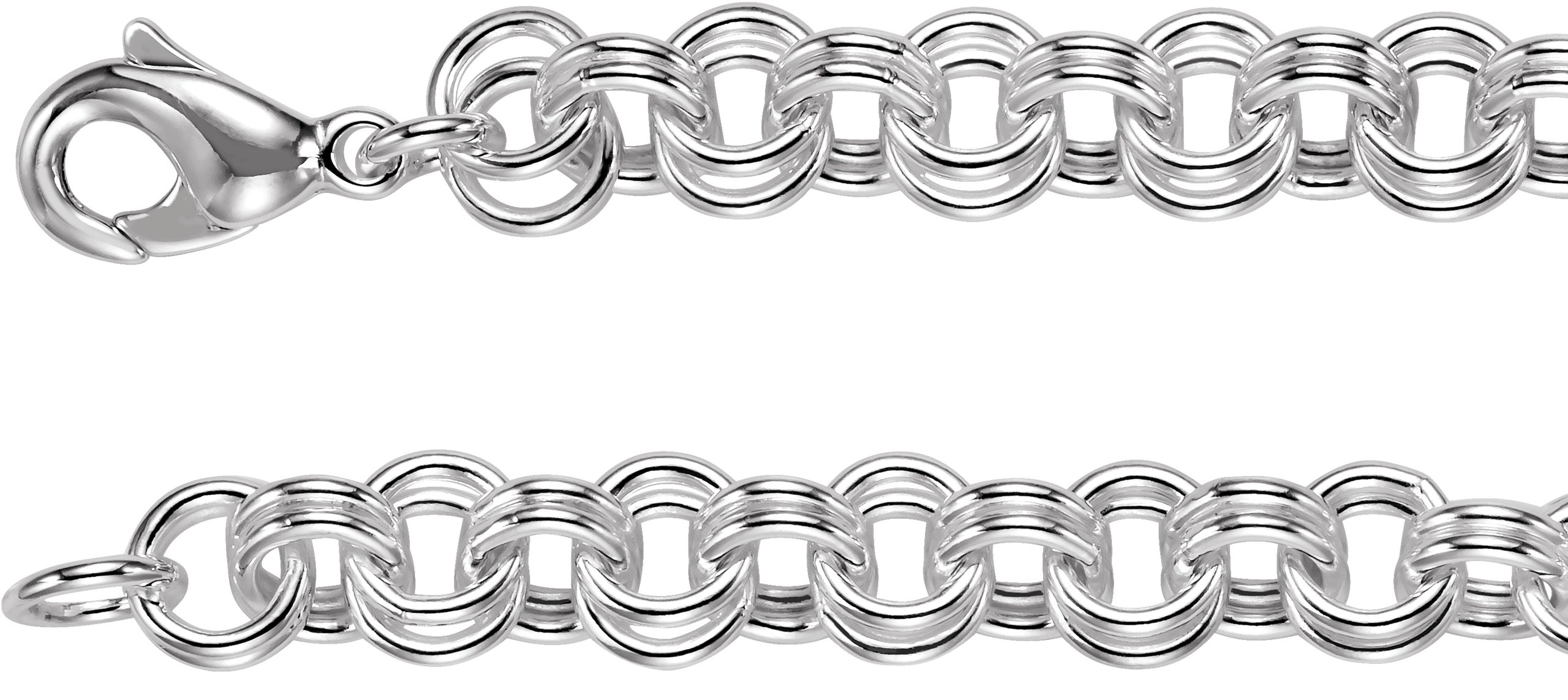 Sterling Silver 9 mm Double Link Cable 7 1/2" Chain