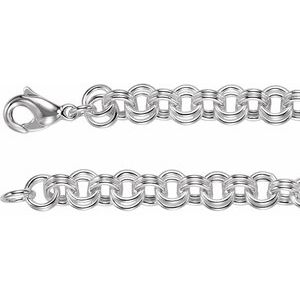 Sterling Silver 9 mm Double Link Cable 7 1/2" Chain