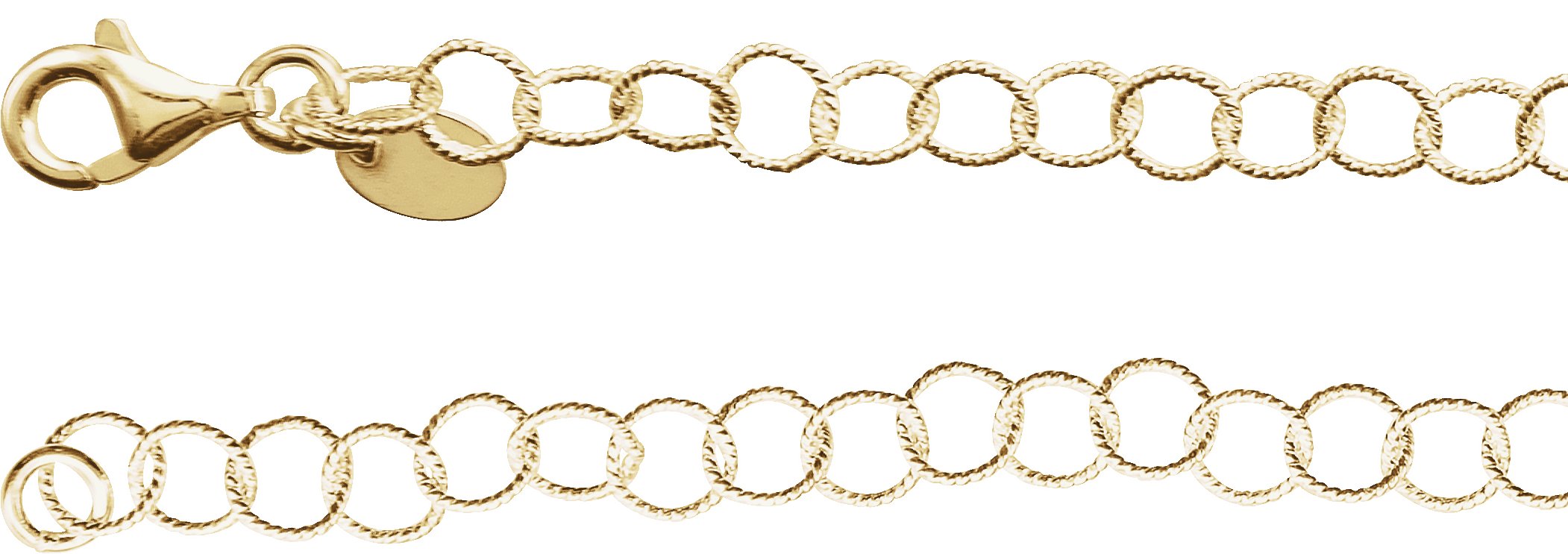 24K Yellow Vermeil 4.6 mm  Knurled Rolo 16" Chain         