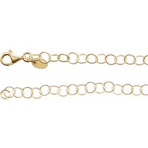24K Yellow Vermeil 4.6 mm Knurled Rolo 18" Chain         