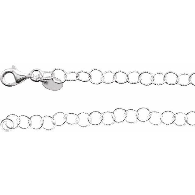 Sterling Silver 4.6 mm Knurled Rolo 16 Chain       