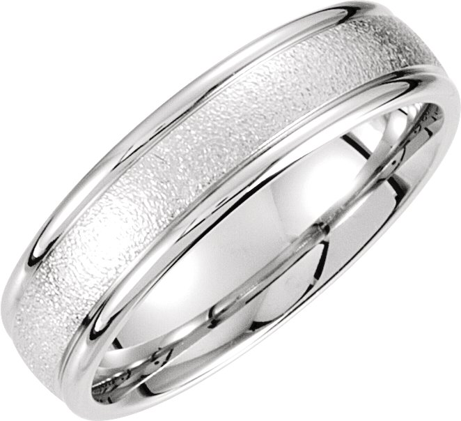 14K White 6 mm Grooved Band with Foil Finish Size 9.5