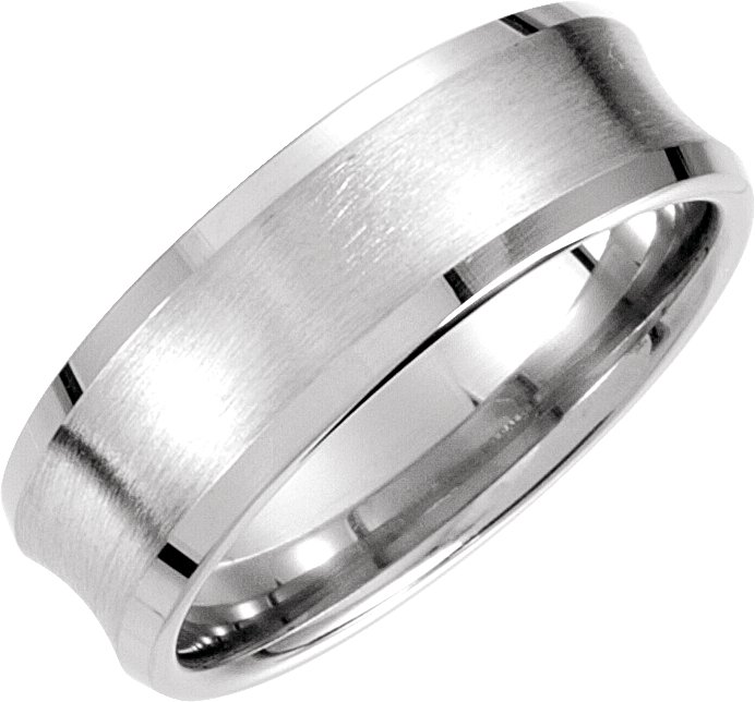 14K White 7.5 mm Concave Beveled Edge Band with Satin Finish Size 04.00 Ref 5456992