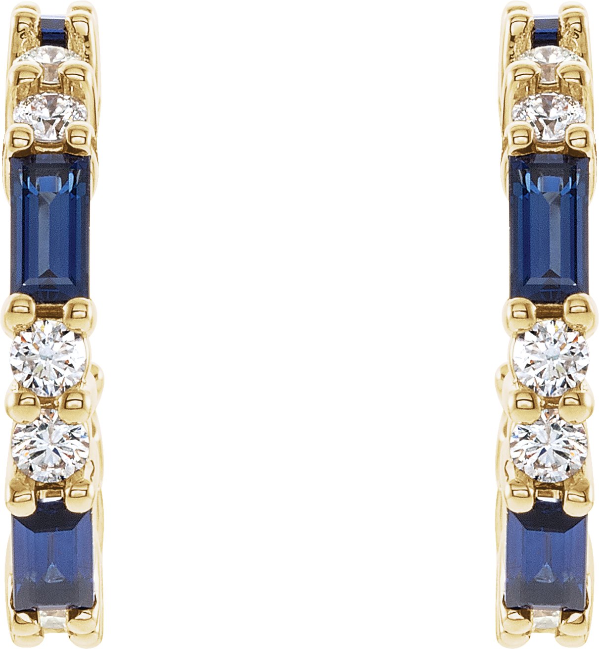 14K Yellow Blue Sapphire & 1/2 CTW Diamond Earrings