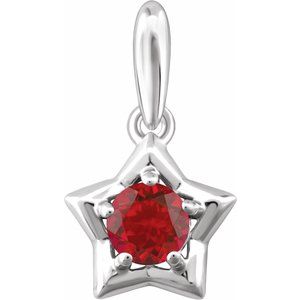 Sterling Silver 3 mm Round January Youth Star Birthstone Pendant