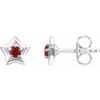 14K White 3 mm Round January Youth Star Birthstone Earrings Ref. 13847870
