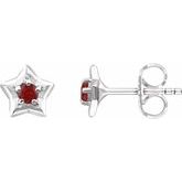 Sterling Silver 3 mm Round January Youth Star Birthstone Earrings  