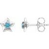14K White 3 mm Round March Youth Star Birthstone Earrings Ref. 13847876