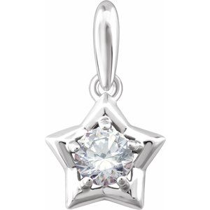 Sterling Silver 3 mm Round April Youth Star Birthstone Pendant