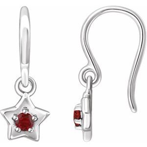 Sterling Silver 3 mm Round January Youth Star Birthstone Earrings