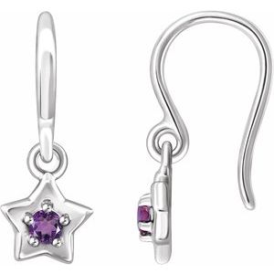 Sterling Silver 3 mm Round February Youth Star Birthstone Earrings