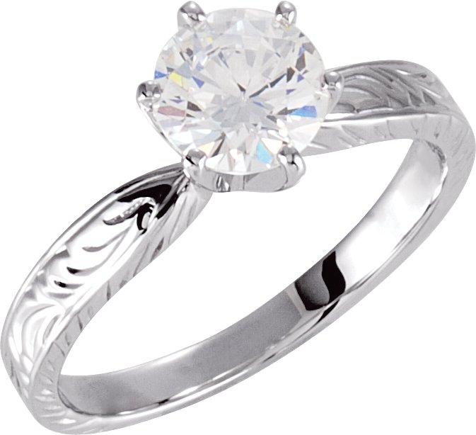 Design-Engraved Solitaire Engagement Ring or Band