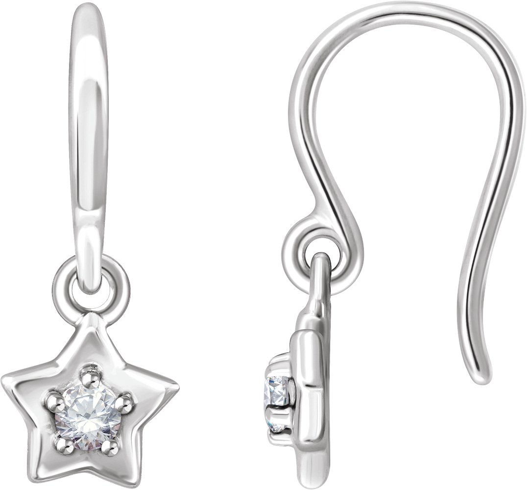 Sterling Silver 3 mm Round April Youth Star Birthstone Earrings