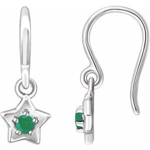 Sterling Silver 3 mm Round May Youth Star Birthstone Earrings