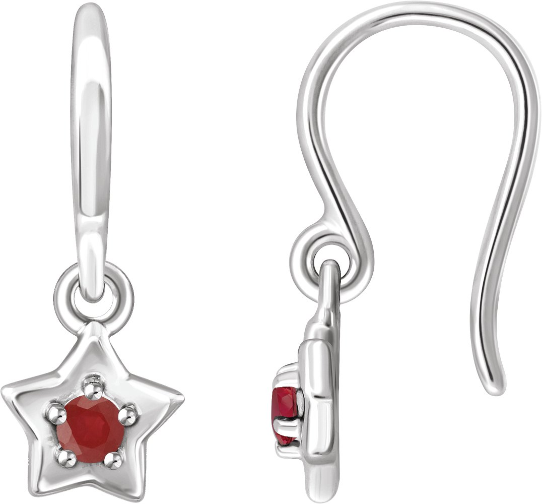 Sterling Silver 3 mm Round July Youth Star Birthstone Earrings
