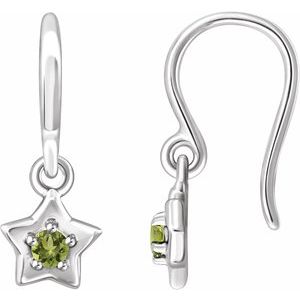 Sterling Silver 3 mm Round August Youth Star Birthstone Earrings