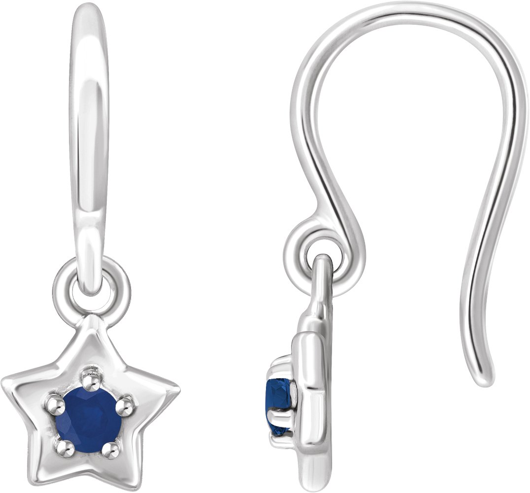 Sterling Silver 3 mm Round September Youth Star Birthstone Earrings
