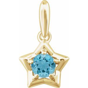 14K Yellow 3 mm Round March Youth Star Birthstone Pendant
