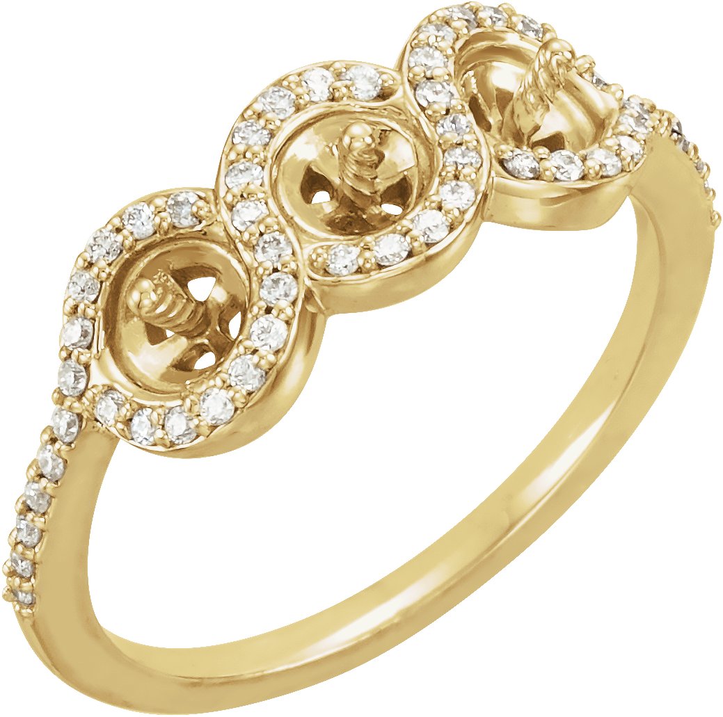 Three-Stone Halo-Style Pearl Ring