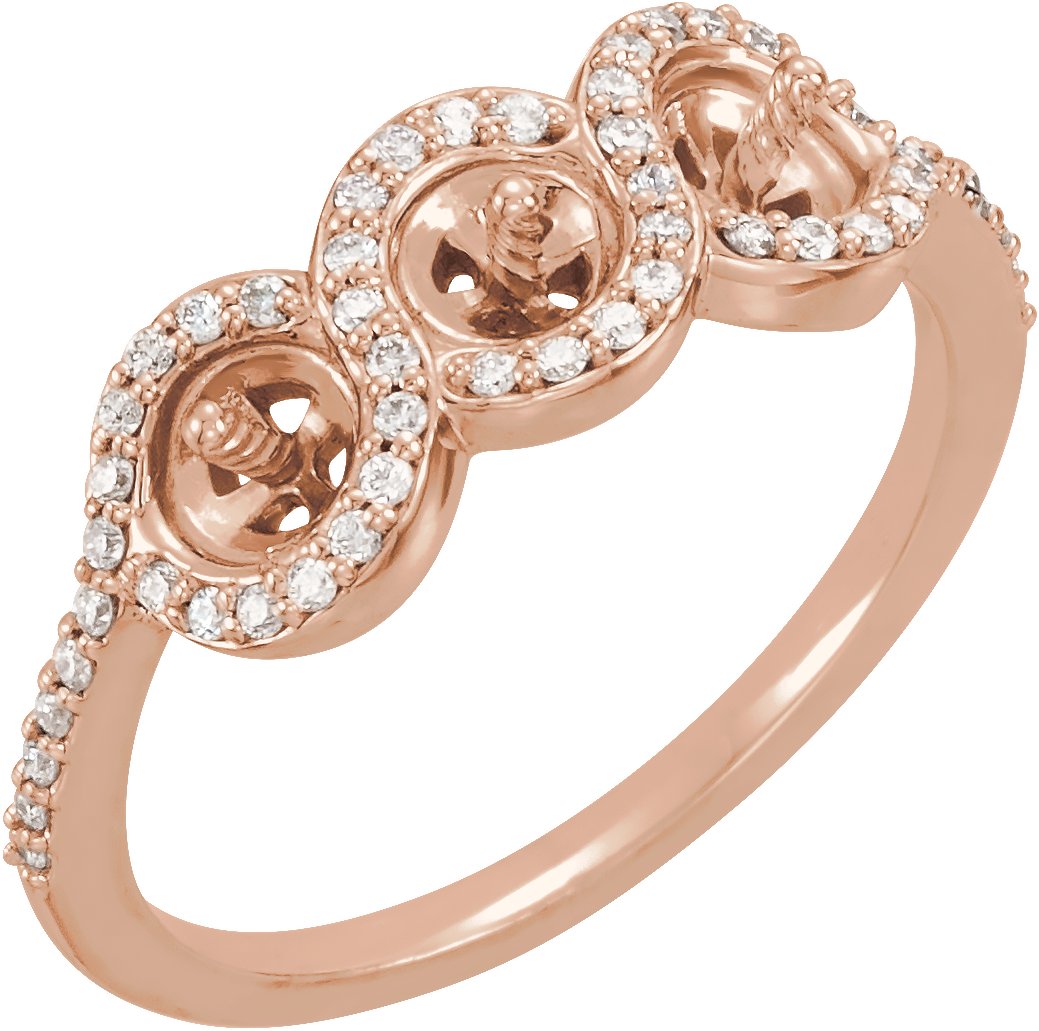 Three-Stone Halo-Style Pearl Ring