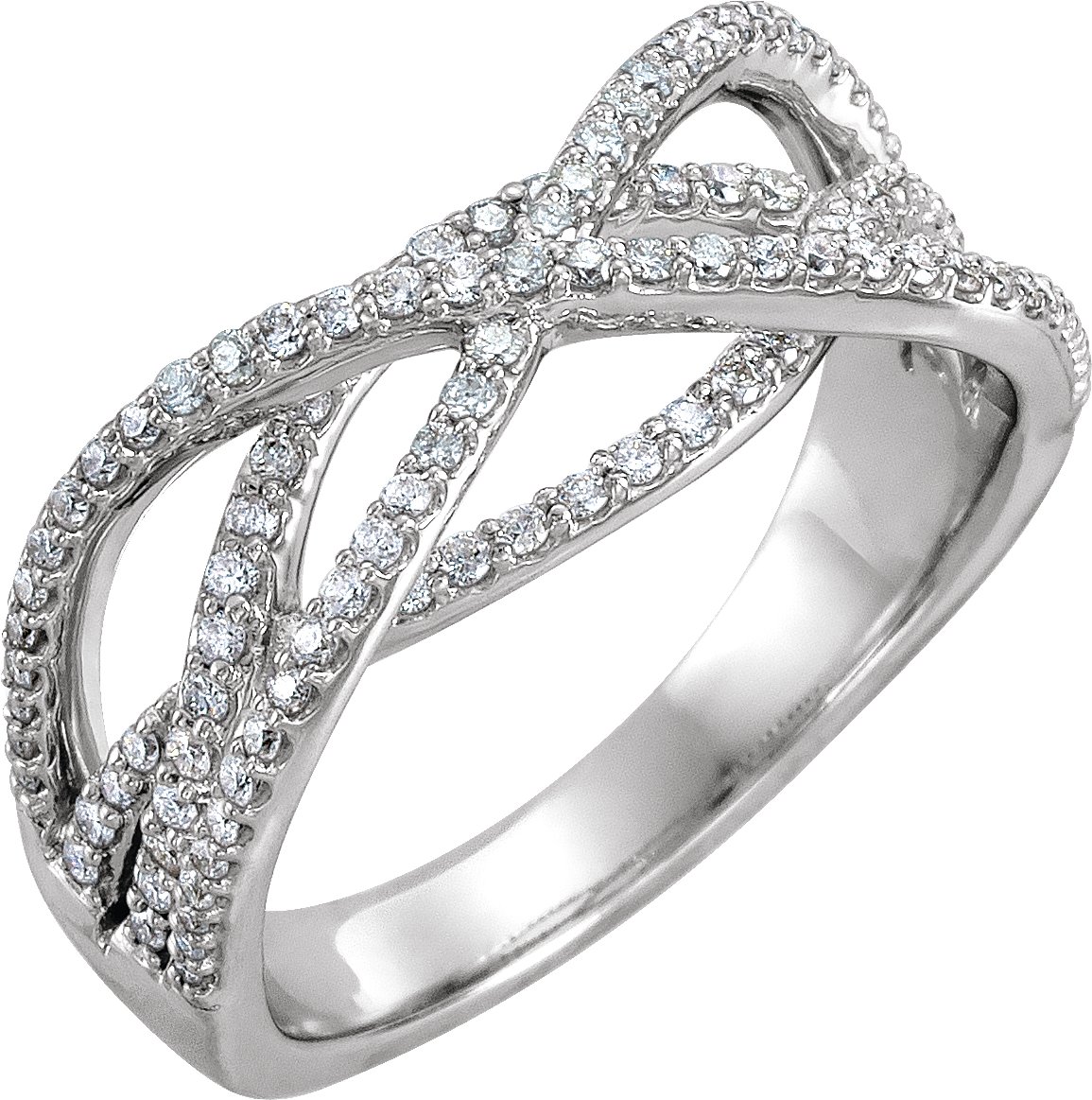 14K White 1/2 CTW Natural Diamond Criss-Cross Ring  