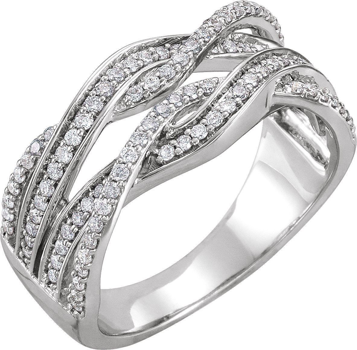 14K White 1/2 CTW Natural Diamond Criss-Cross Ring