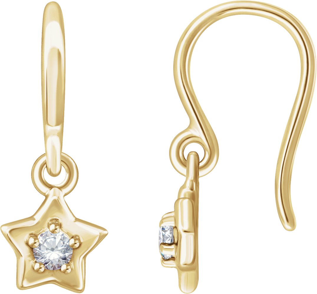 14K Yellow 3 mm Round April Youth Star Birthstone Earrings