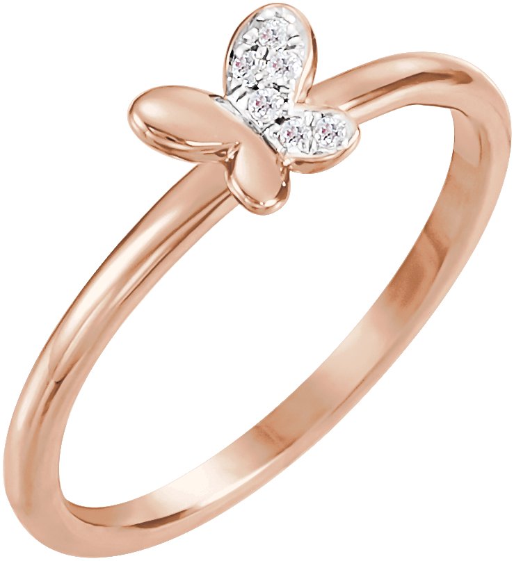 14K Rose .02 CTW Natural Diamond Butterfly Youth Ring