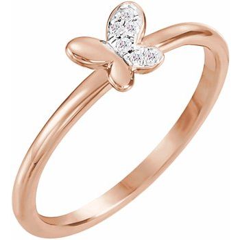 14K Rose .02 CTW Diamond Butterfly Youth Ring