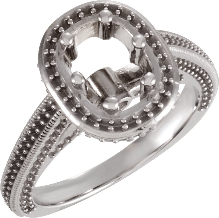 Halo-Style Engagement Ring - 14K White - Elongated Cushion stone