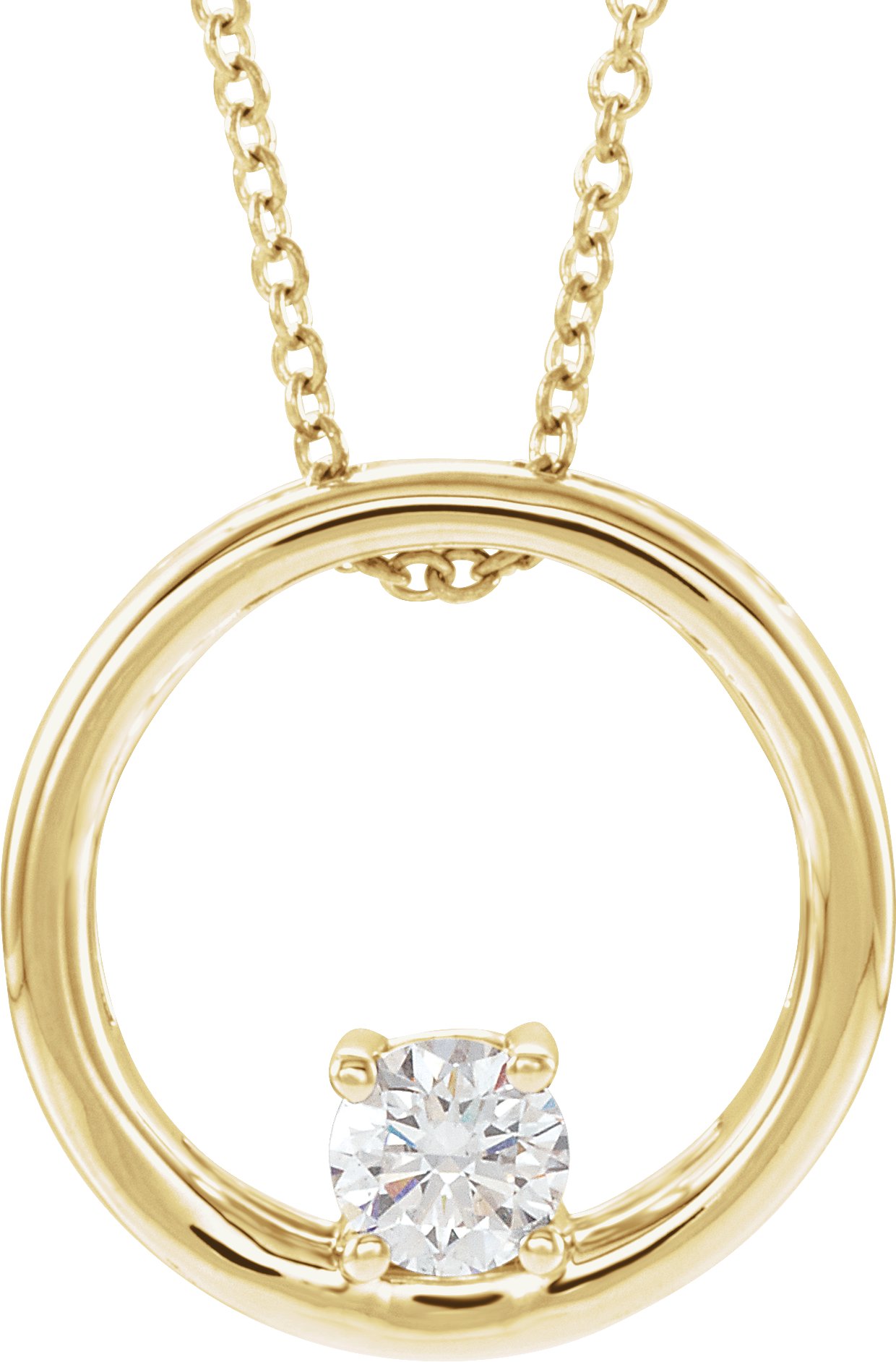 14K Yellow 5/8 CT Lab-Grown Diamond Circle 16-18" Necklace