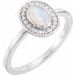 14K White Natural Rainbow Moonstone & .08 CTW Natural Diamond Halo-Style Ring
