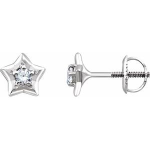 Sterling Silver 3 mm Round April Youth Star Birthstone Earrings  