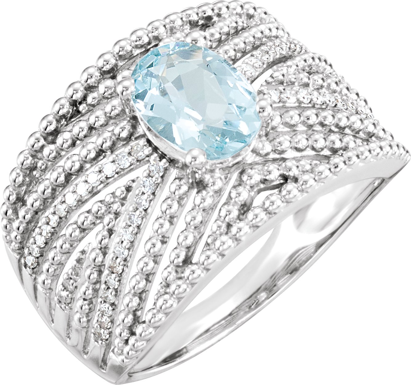 Sterling Silver Aquamarine and .17 CTW Diamond Ring Ref 13839448