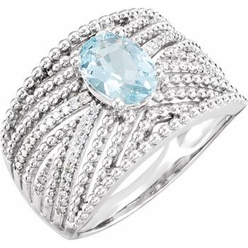 Sterling Silver Aquamarine and .17 CTW Diamond Ring Ref 13839448