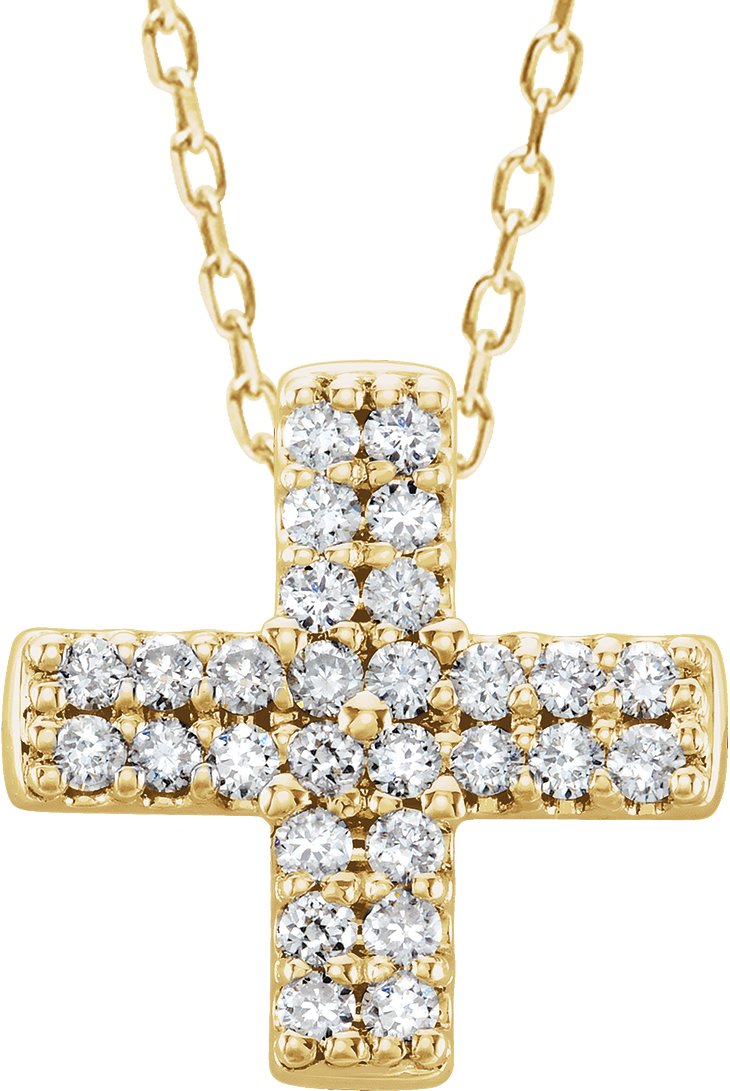 14K Yellow .07 CTW Diamond Cross Necklace