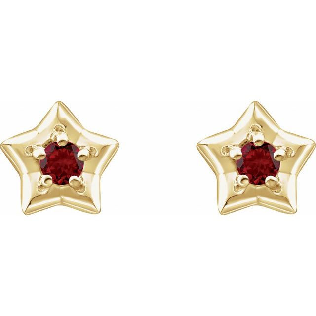 14K Yellow 3 mm Round January Youth Star Birthstone Earrings  