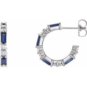 14K White Lab-Grown Blue Sapphire & 1/2 CTW Diamond Earrings