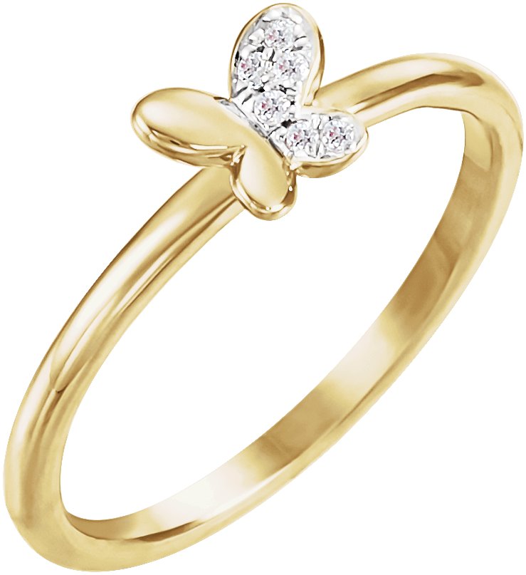 14K Yellow .02 CTW Natural Diamond Butterfly Youth Ring