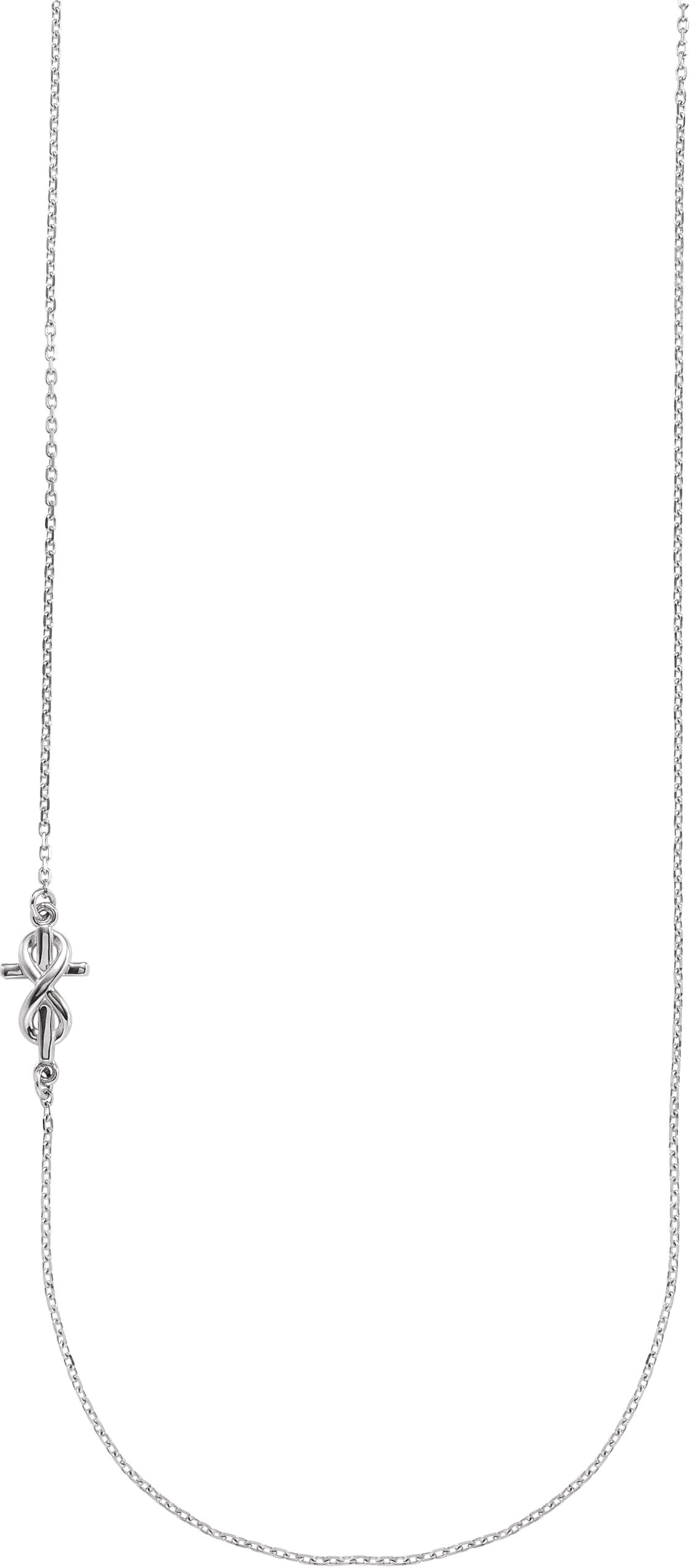 14K White Infinity-Inspired Off-Center Sideways Cross 16" Necklace      