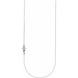 14K White Infinity-Inspired Off-Center Sideways Cross 16" Necklace      
