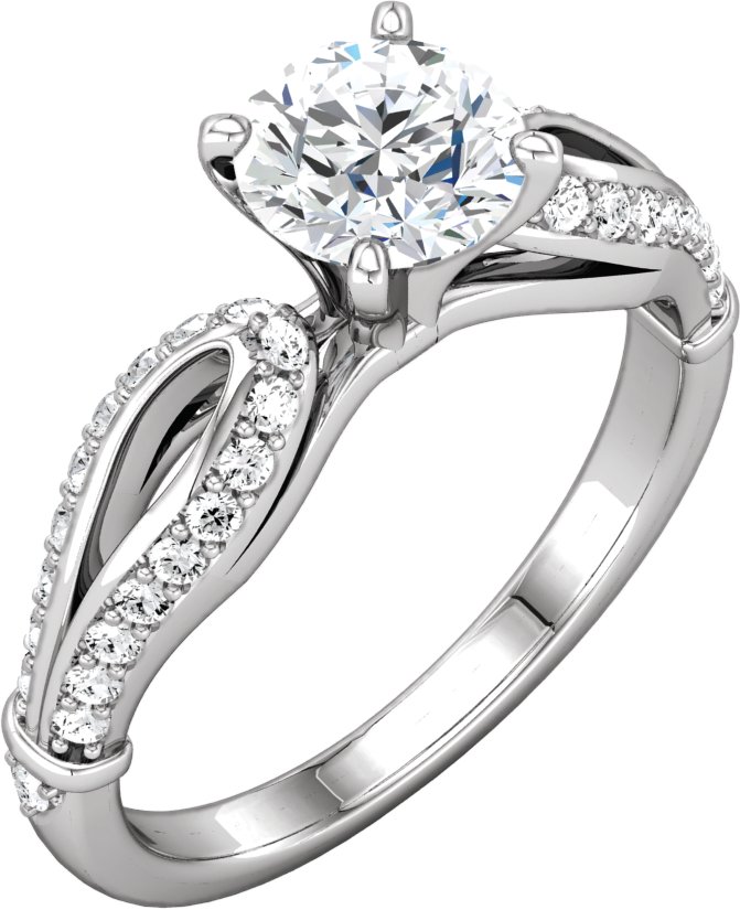 Diamond Sculptural Engagement Ring or Semi-Mount