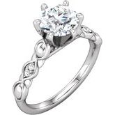 Continuum Sterling Silver & 14K White 4 mm Round Cubic Zirconia & .04 CTW Diamond Engagement Ring