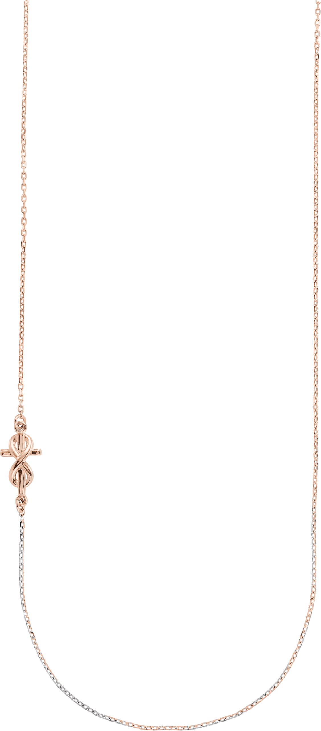 14K Rose Infinity-Inspired Off-Center Sideways Cross 16" Necklace      