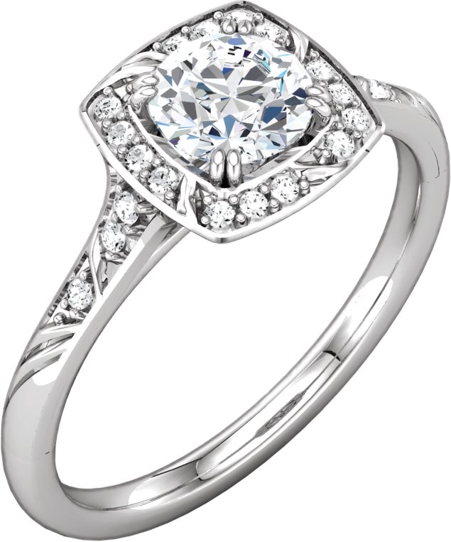 Diamond Sculptural Engagement Ring or Semi-Mount