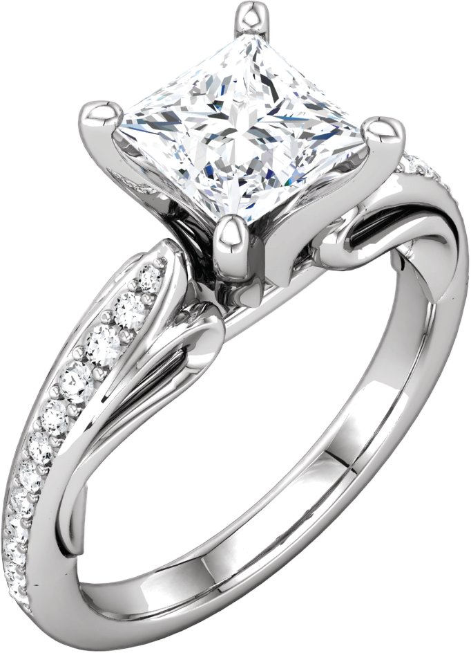 Diamond Sculptural Engagement Ring, Semi-Mount or Mounting