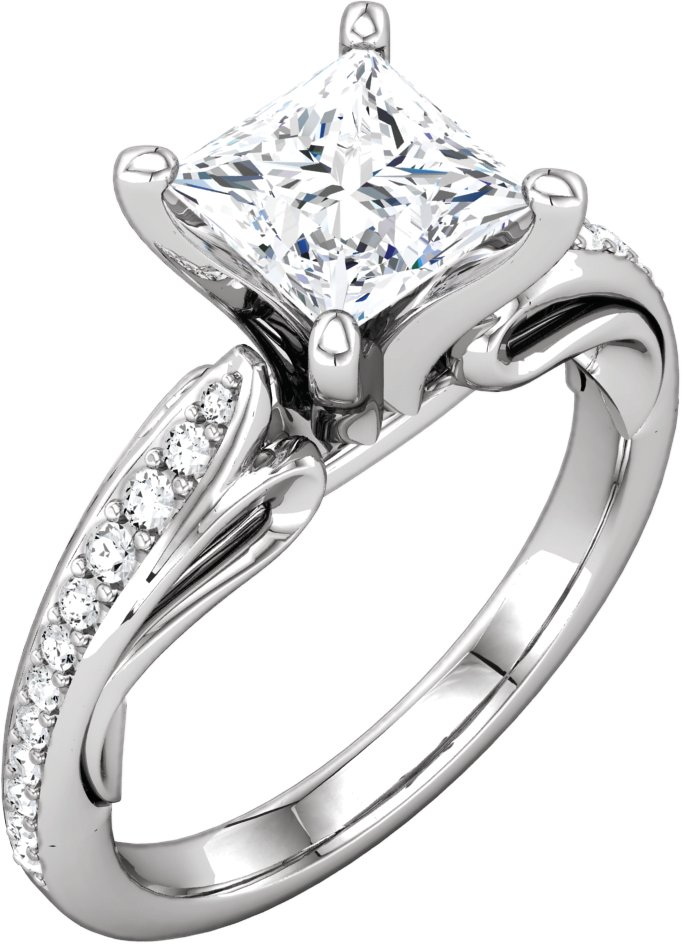 Diamantový vyrezávaný zásnubný prsteň alebo neosadený