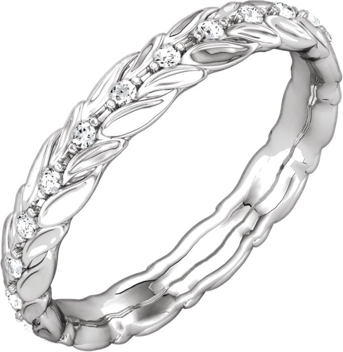 14K White 1/5 CTW Natural Diamond Eternity Band Size 7